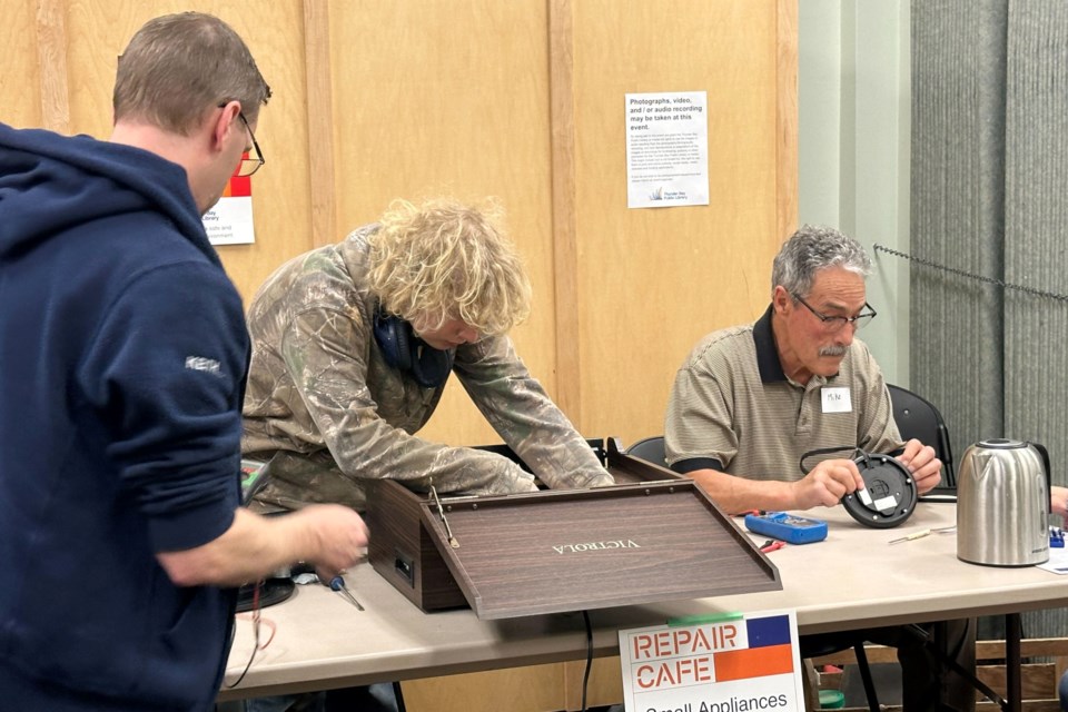 Residents brought in all types of household items for repair, from lamps to video cameras, to clothing. 