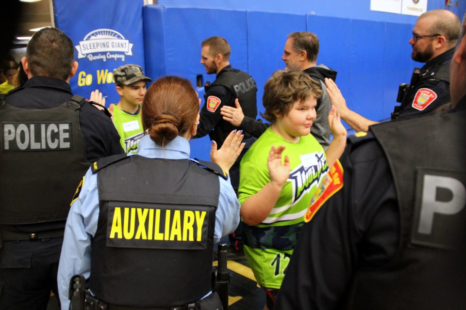 Members of the Thunder Bay Police Service greeted students as they took part in Special Olympics Thunder Bay’s multi-sport day.