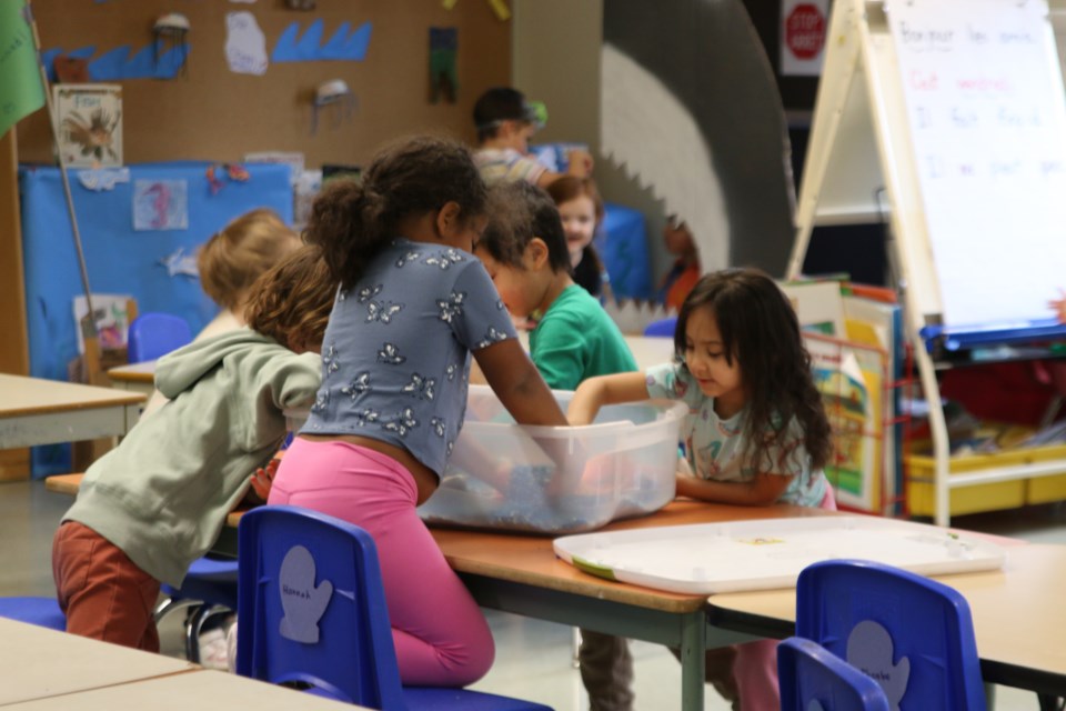 Kindergarten students enjoy a day under the sea in the bears or “les ours” class run by French teacher Helen Livingstone, early childhood educator Cindy Vigneault and English teacher Claudia Lenardon at St. Bernard’s School on Jan. 10.