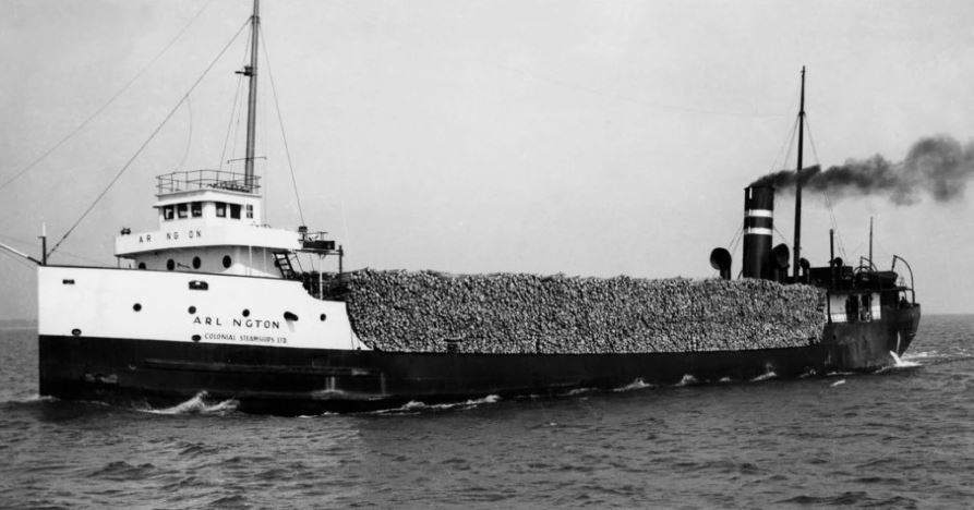 The bulk carrier Arlington went down in Lake Superior after a storm on May 1, 1940, during a voyage from Port Arthur to Collingwood, Ontario (GLSHS photo)