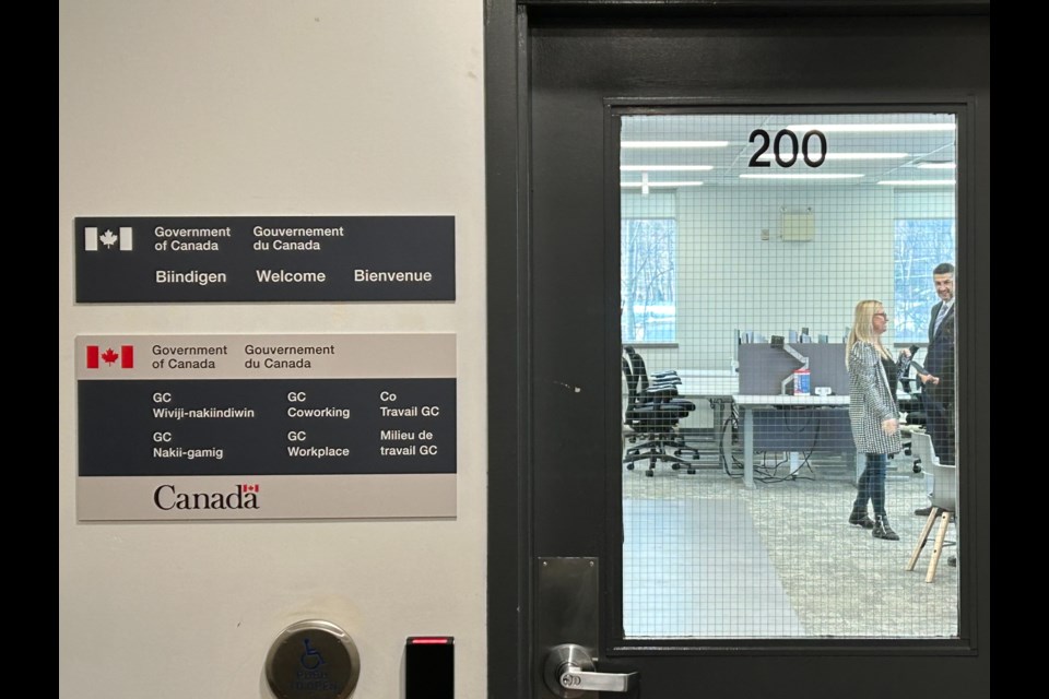 Exterior of the new Government of Canada (GC) coworking workplace on the Fort William First Nation on Tuesday, February 20, 2024