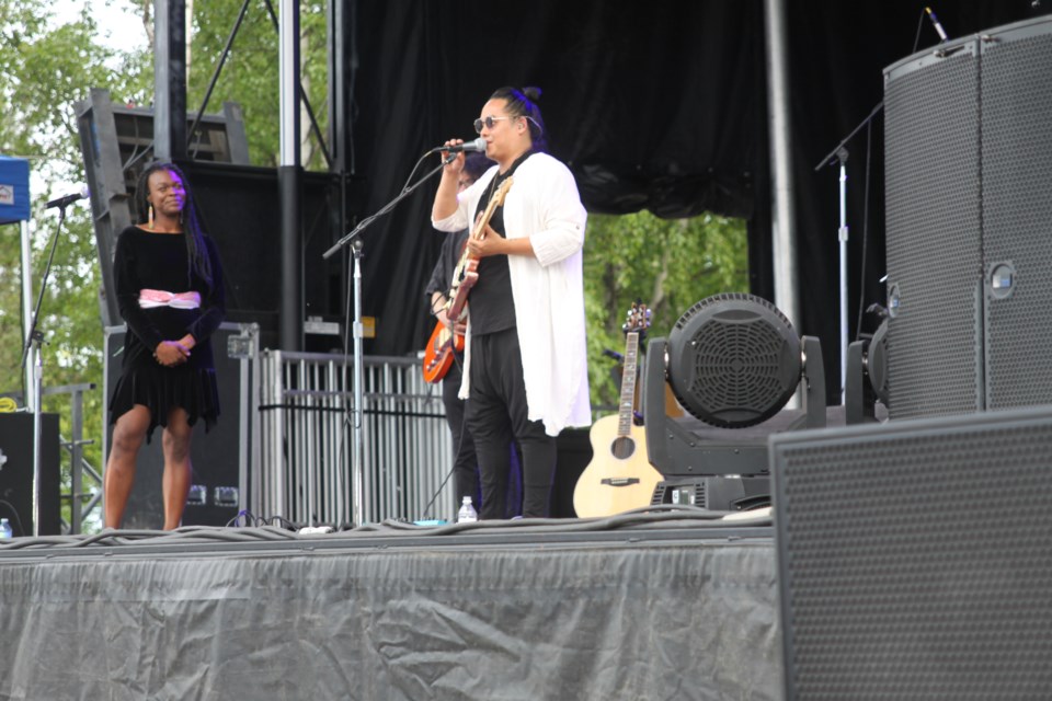 Aysanabee performing at Canada Day on the Waterfront 2024