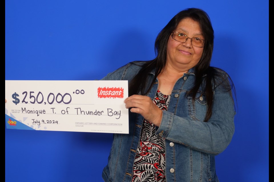 Monique Thomas of Thunder Bay won $250,000 with an OLG Instant Neon Casino ticket (OLG photo)