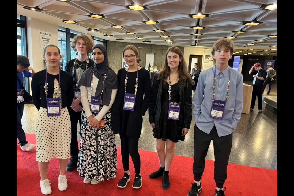 Celeste Marcon, left, Dexter Wrigley, Madeeha Rehman, Delilah Dodd-Smith, Persephone Mills and Nathan DeLorenzi represented Thunder Bay at the Canada-Wide Science Fair in Ottawa.