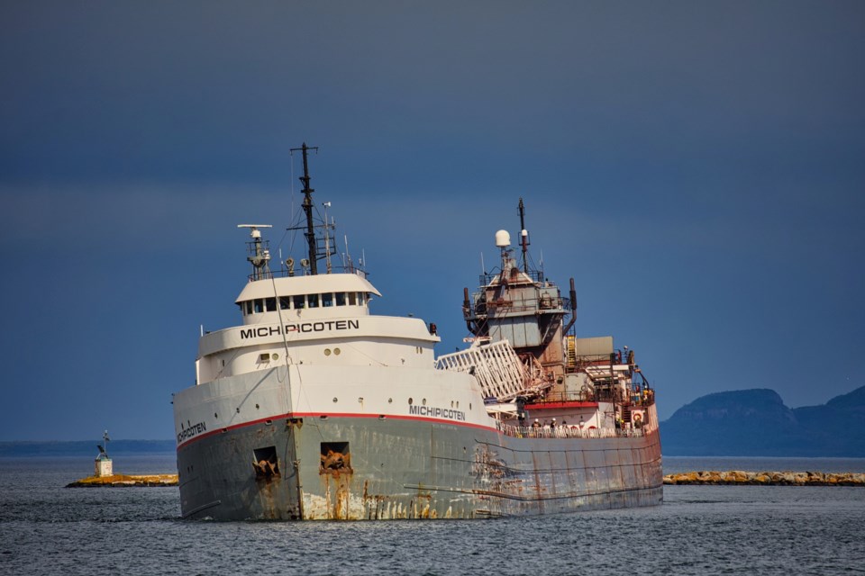 At one point, the Michipicoten was reported listing by 15 degrees before its water pumps alleviated the flooding (courtesy Michael Hull)