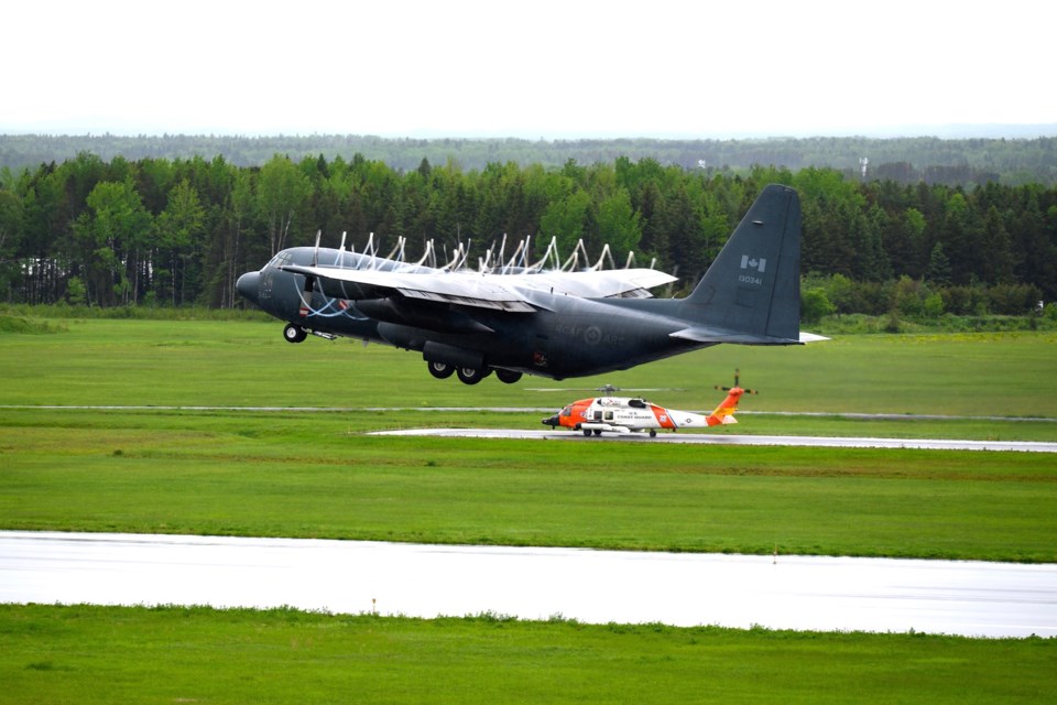 This photo of the CC-130 H Hercules was taken from the Air Traffic Control tower at Thunder Bay Airport.
