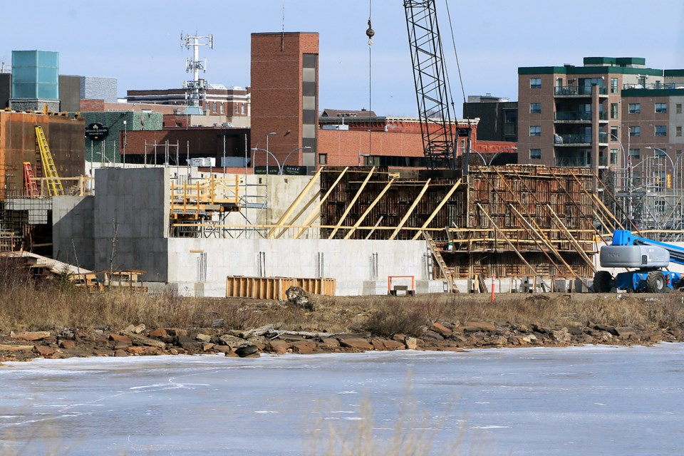 Construction on the new waterfront Thunder Bay Art Gallery is under way, seen on Friday, March 22, 2024. (Leith Dunick, tbnewswatch.com)