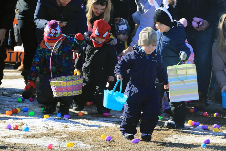 Hundreds of kids of all ages took part in the annual Hill City Kinsman East End Easter Egg Hunt at the Slovak Legion grounds, on Friday, March 29, 2024. (Leith Dunick, tbnewswatch.com)