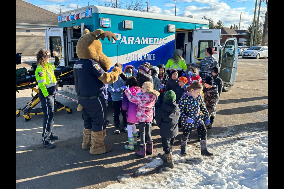 Paramedics visited to show students the inside of an ambulance, and what happens when you call 911 