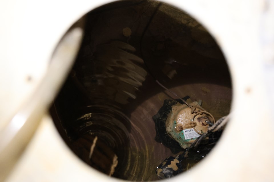 Water remains in a sump pit.