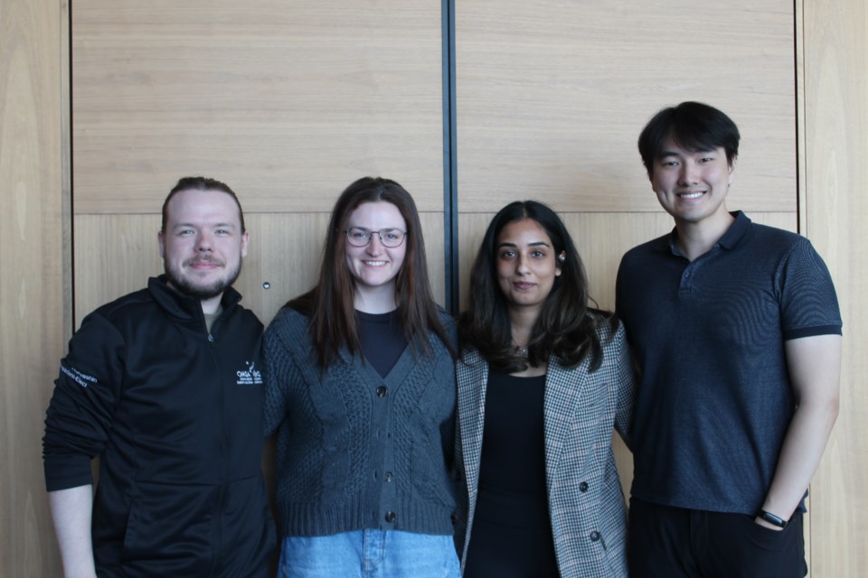 From left, Maxim Matyashin, Savanah Tillberg, Pallavi Dutta and Harrison Gao