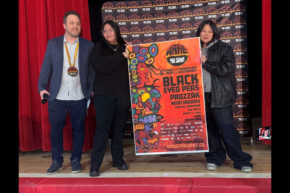 The Wake the Giant Music Festival lineup was unveiled by students and staff at Dennis Franklin Cromarty High School on Friday, April 11, 2025. (Leith Dunick, tbnewswatch.com)