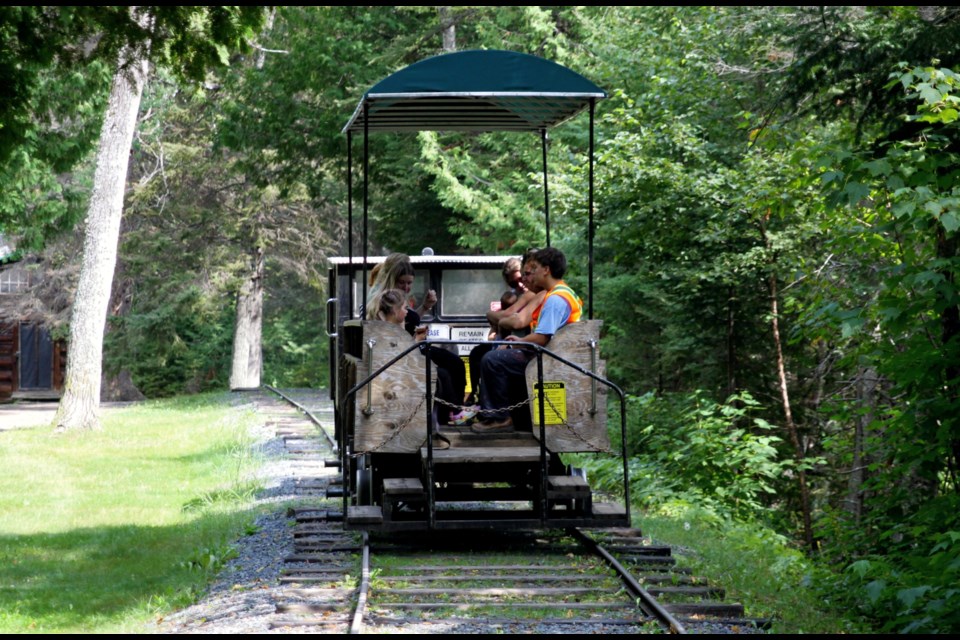 Community members visiting Centennial Park for the Muskeg Express on August 22, 2025.