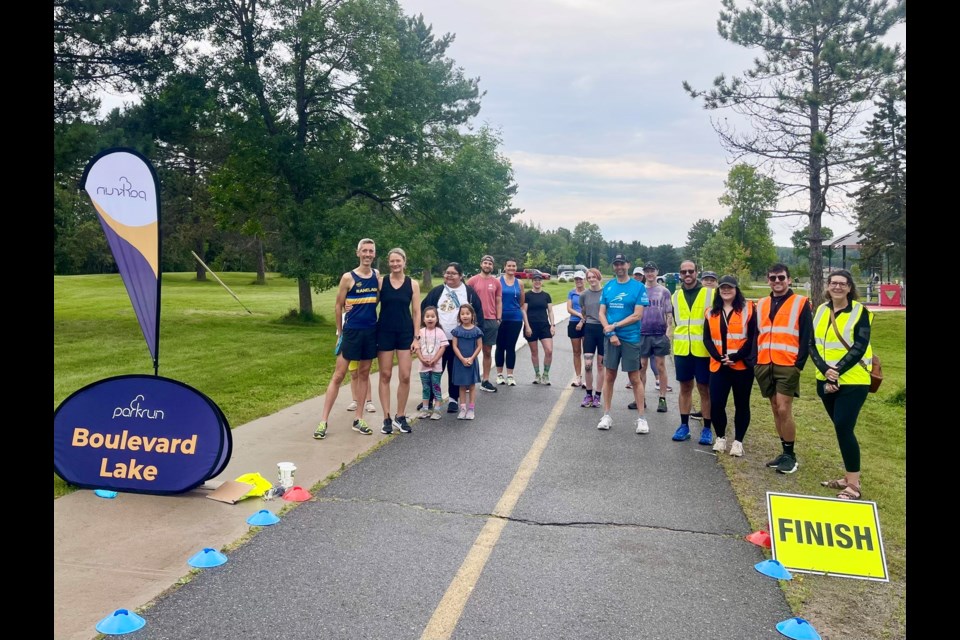 Parkruns are held each Saturday at Boulevard Lake.  The first one attracted 17 participants on Aug. 16, 2025 (submitted photo)