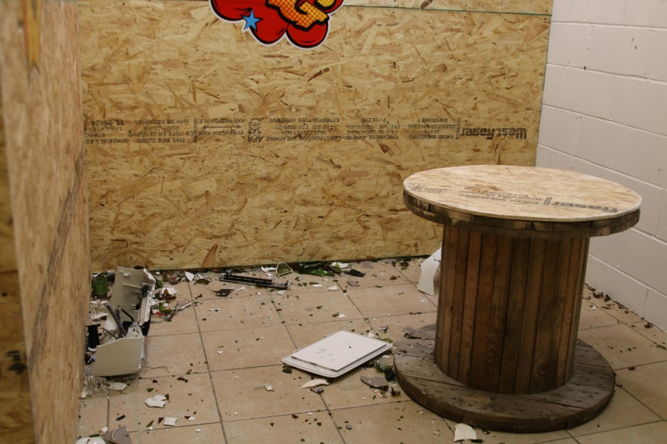 The rage room has three rooms for customers: a three-person party room, a regular room and a room to hang objects and smash them.