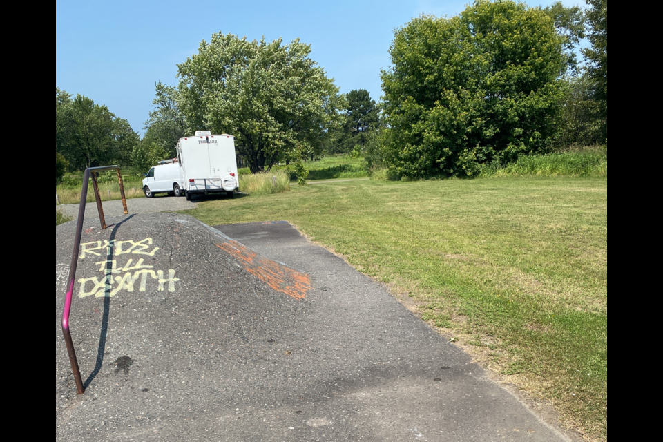 One of the data point collection sites at the skate park on Legion Track Drive.