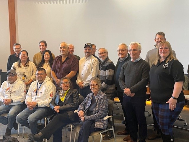 Representatives of 10 First Nations in the Rainy River district gathered with Thunder Bay-Rainy River MP Marcus Powlowski on Jan. 7 for the announcement of federal funding for an engineering study for a new biorefinery (submitted photo)