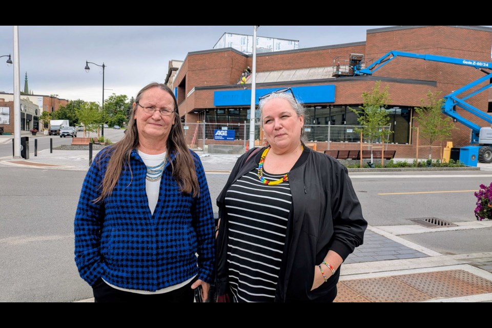 Charlene Baglien and Serena Essex provide an update on the renovations to the former Bank of Montreal building on July 16, 2025.