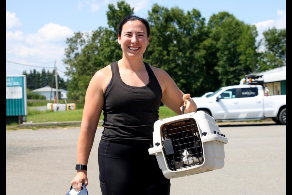 A community member and her cat at the Thunder Bay and District Humane Society on July 17, 2025.