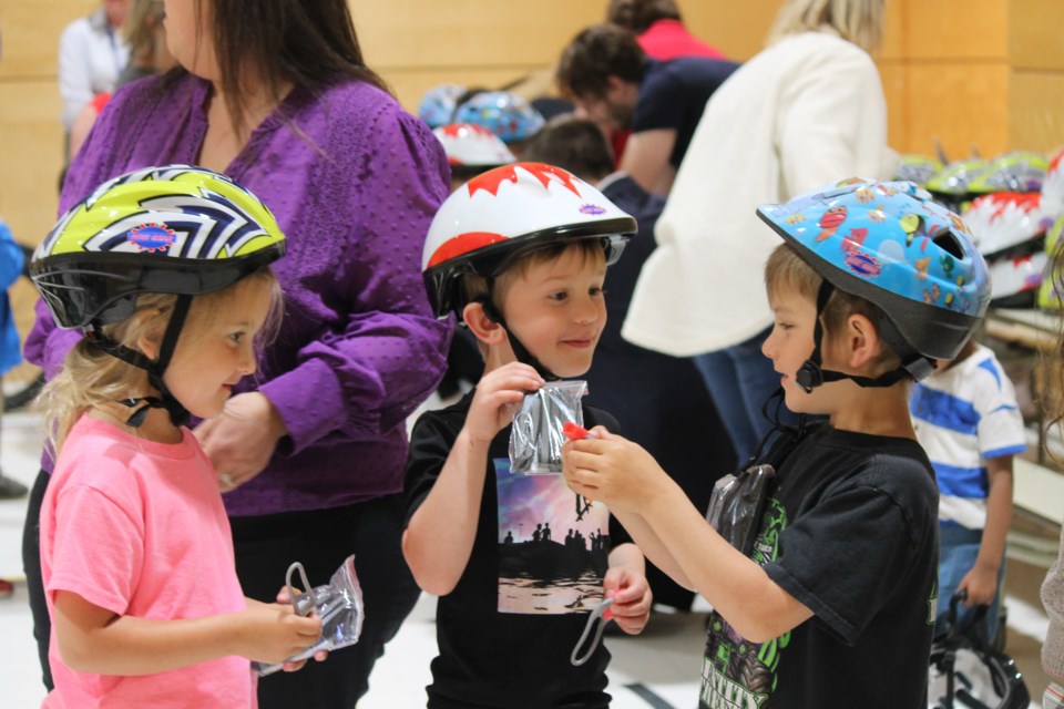 Students were excited to take home new helmets.