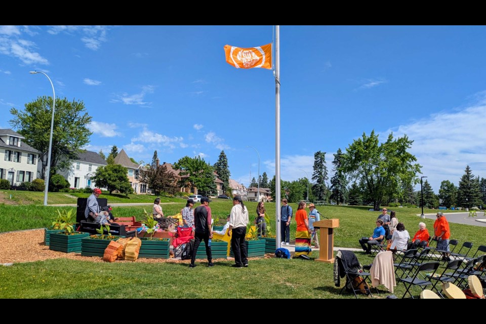 Sacred fire ceremony at Hillcrest Park to commemorate Indigenous Survivors Day on June 30, 2025.