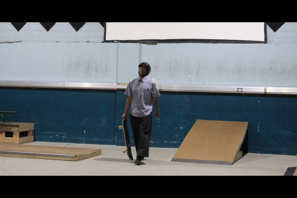 Noah Tynes skating at Cinema 5 Skatepark in Thunder Bay on June 19, 2025.