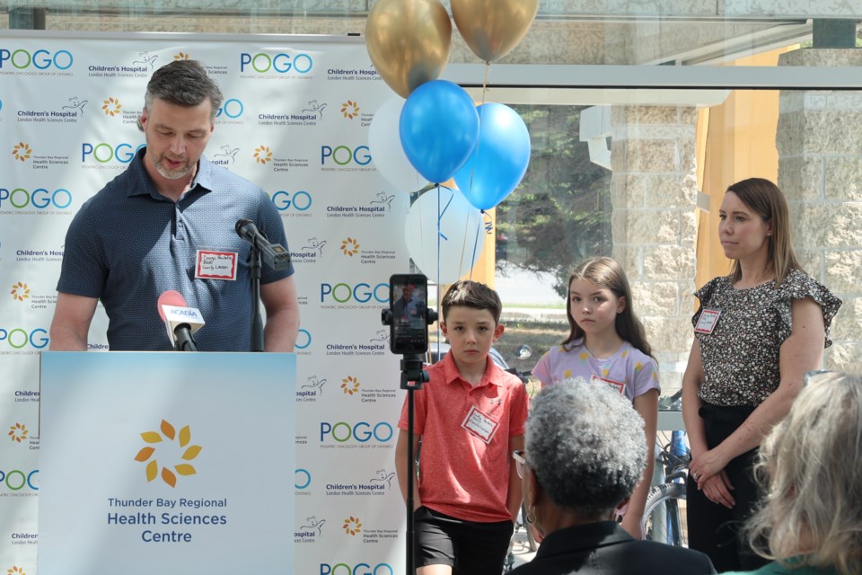(Left to right) Drago Pavletic (dad) Luke (son and childhood cancer survivor), Petra, Shanley (mom)
