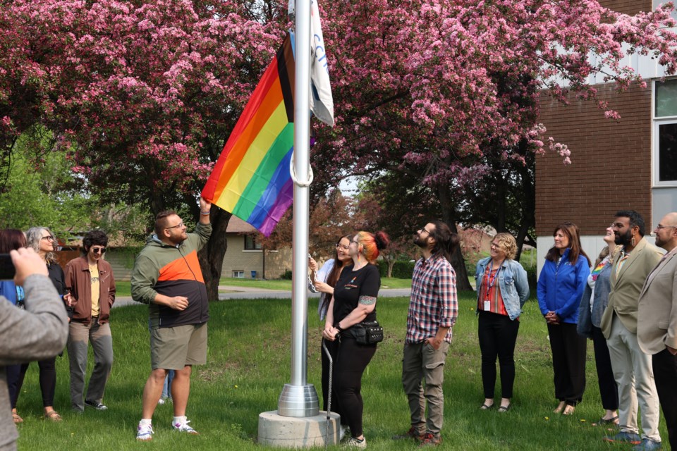 The Lakehead Public School Board pride flag-raising ceremony, June 2nd 