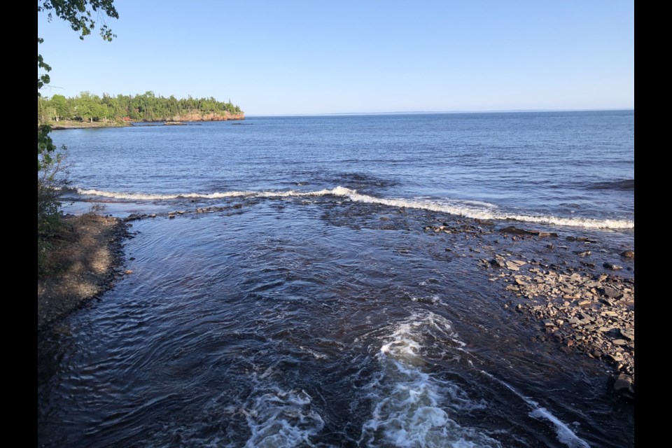 Lake Superior has multiple different types of coast lines from bedrock to rock coast sandy beaches and engineered marinas. 
Lake Superior at Silver Islet on June 21, 2025.