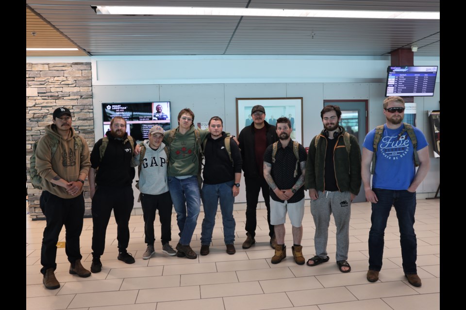 A number of the members of the Lake Superior Scottish Regiment as they return to Thunder Bay after helping provide security for the G7 summit.