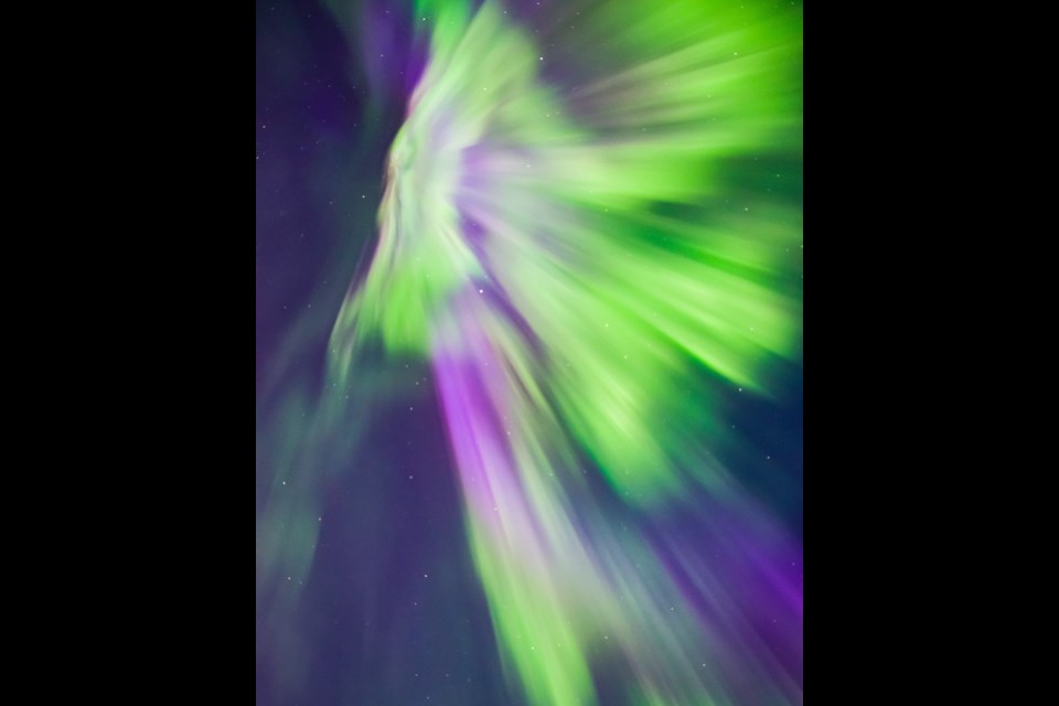 The Northern Lights provided a dazzling display on June 13 at Hawkeye Lake, north of Thunder Bay.  (Al Stecky/Thunder Bay Starchasers/Facebook)