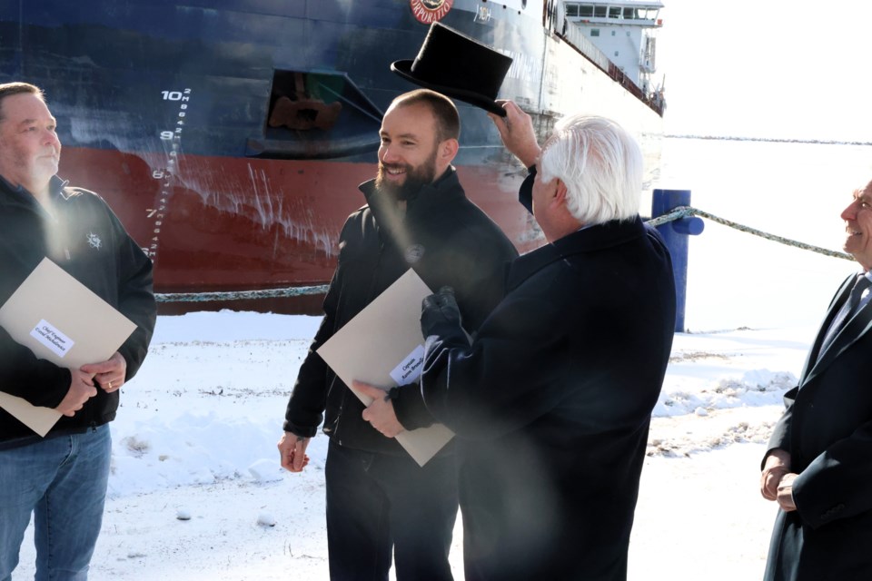 Captain Aaron Brunelle receives coveted top hat (Leigh Nunan/Newswatch)