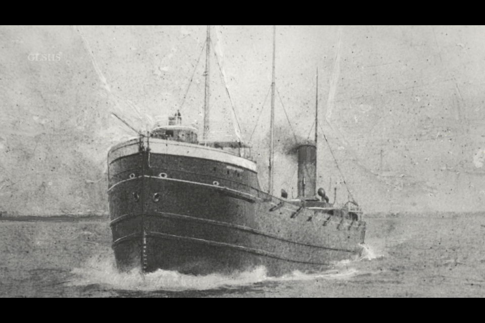The Western Reserve, one of the first all-steel vessels on the Great Lakes, sank in Lake Superior in August 1892 (GLSHS)