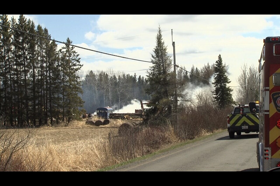 Volunteer firefighters from three communities responded to a fire Wednesday afternoon in Gillies Township (Emma Chilton/TBT News)
