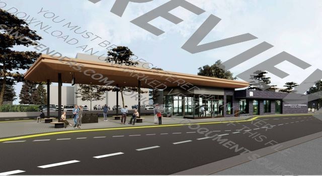 A rendering of a design for the renovated Water Street bus terminal 