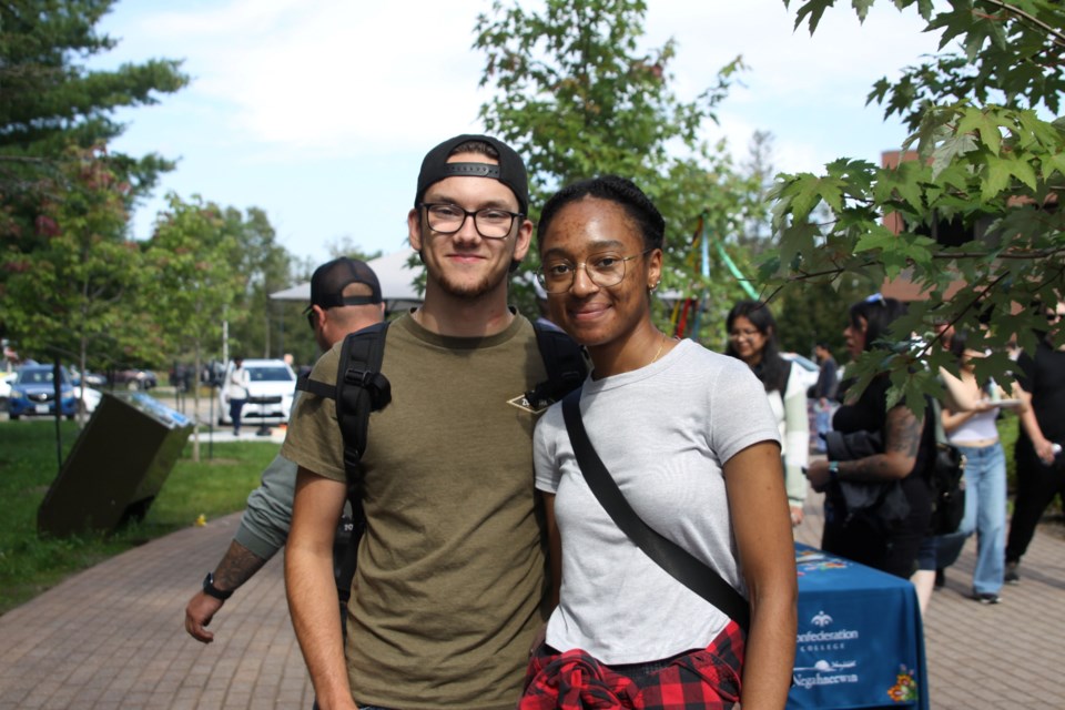 Jordan taylor, first year,  forestry technician, ecosystem management and Alynah Sappleton, first year, dental hygiene at the Confederation College orientation day on Sept. 2, 225.