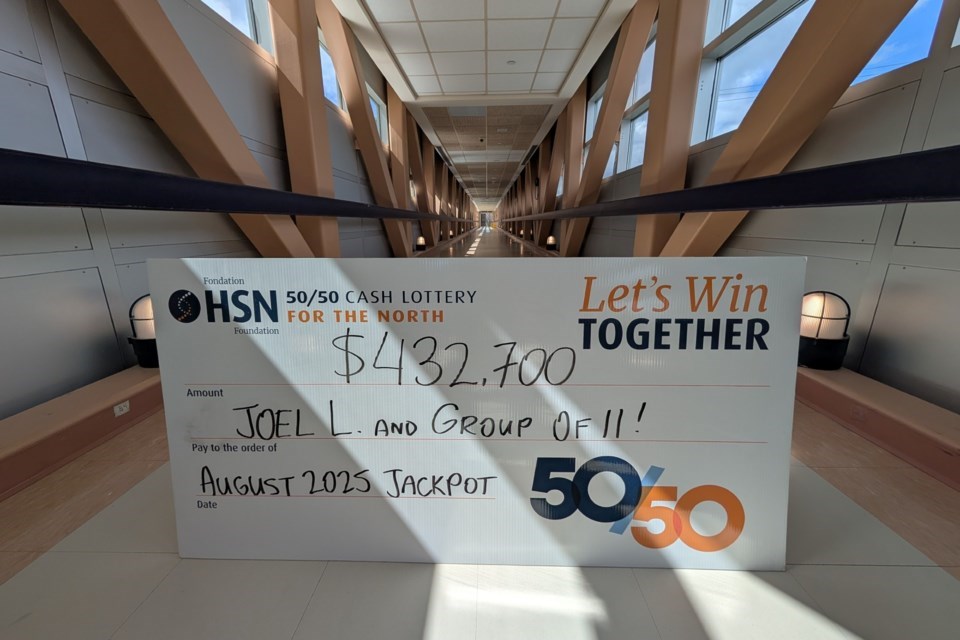Joel Letourneau and 10 co-workers at the Greenstone gold mine in Geraldton will share the jackpot in the Sudbury hospital's 50/50 (submitted photo)