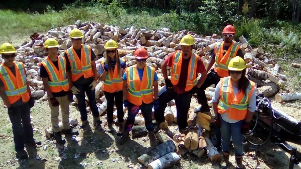 Calvin Brown, Riley Currier, Matthew Pitchenese, Amy Parenteau, Sheena Harrison, Storm Walmsley, Sheldon Adams and Emily Barkman helping to collect fire wood for the Eagle Lake First Nation Pow-Wow (Photo supplied)