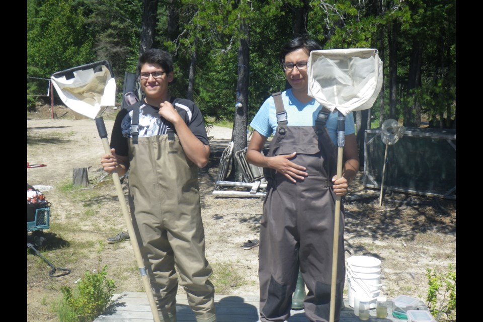 Gabe Lac Seul and Stefan Pitchenese put their new skills and learning to use at the Experimental Lakes Area
(photo supplied)