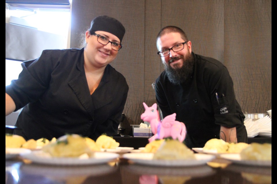 Cristina Cirillo (right) and Victoria Inn executive chef Franco Masdea.