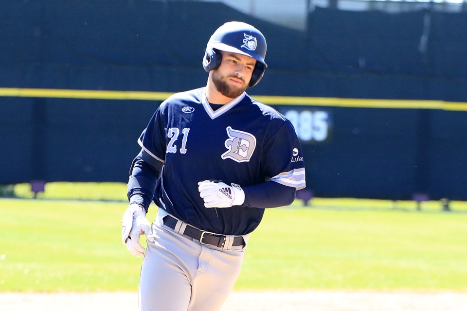 Duluth's Brady Sullivan trots around the basepaths on Monday, June 10, 2024 after hitting a second-inning grand slam against the Thunder Bay Border Cats at Port Arthur Stadium. (Leith Dunick, tbnewswatch.com)