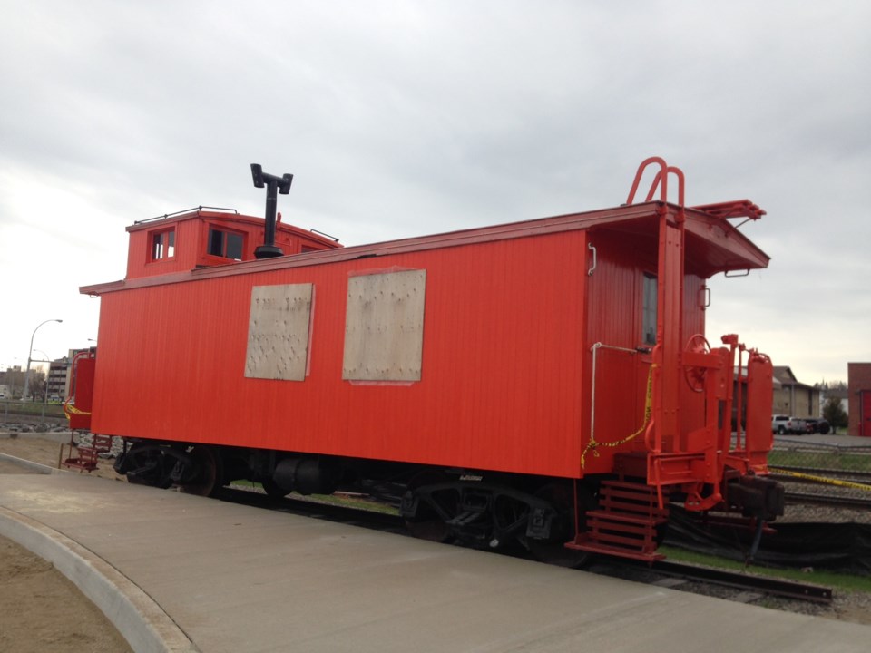 partially restored caboose