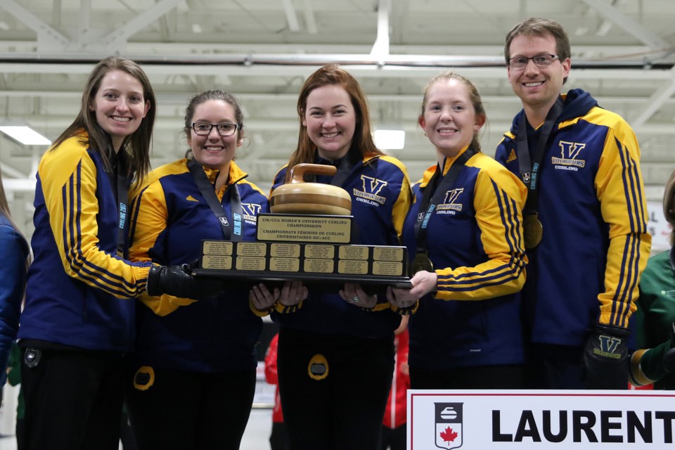 The Laurentian Voyageurs women's curling team captured its first national championship on Wednesday, March 22, 2017 at the Fort William Curling Club in Thunder Bay (Leith Dunick, tbnewswatch.com). 