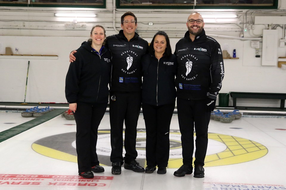 Amanda Gates, Mike McCarville, Jackie McCormick and Trevor Bonot captured the Northern Ontario Mixed Provincial Championship on Sunday, Oct. 17, 2021 at Port Arthur Curling Club. (Leith Dunick, tbnewswatch.com)