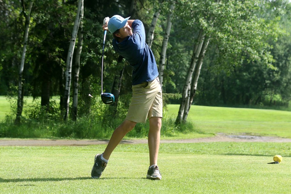 Jack Moro competes on Saturday, June 12, 2021 in Round 1 of the Mallon's Play It Again Sports Better Ball tournament at Chapples Golf Course (Leith Dunick, tbnewswatch.com)