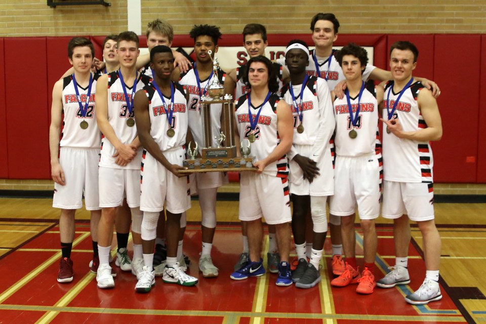The St. Ignatius Falcons captured the 2018 senior boys' high school basketball title with a 71-60 win over the Churchill Trojans. (Leith Dunick, tbnewswatch.com)