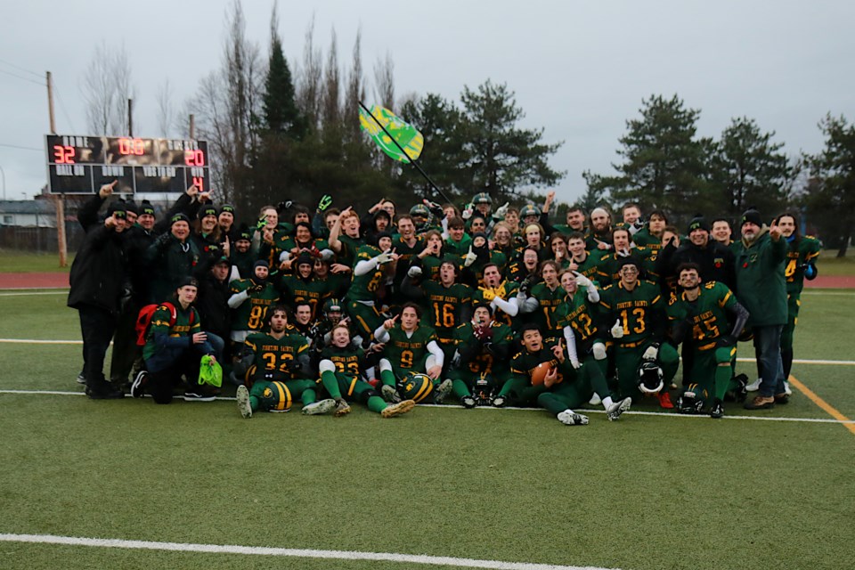 The Saint Patrick Fighting Saints knocked off the St. Ignatius Falcons 32-20 on Saturday, Nov. 5, 2022 to win their first senior football title since 2001. (Leith Dunick, tbnewswatch.com)