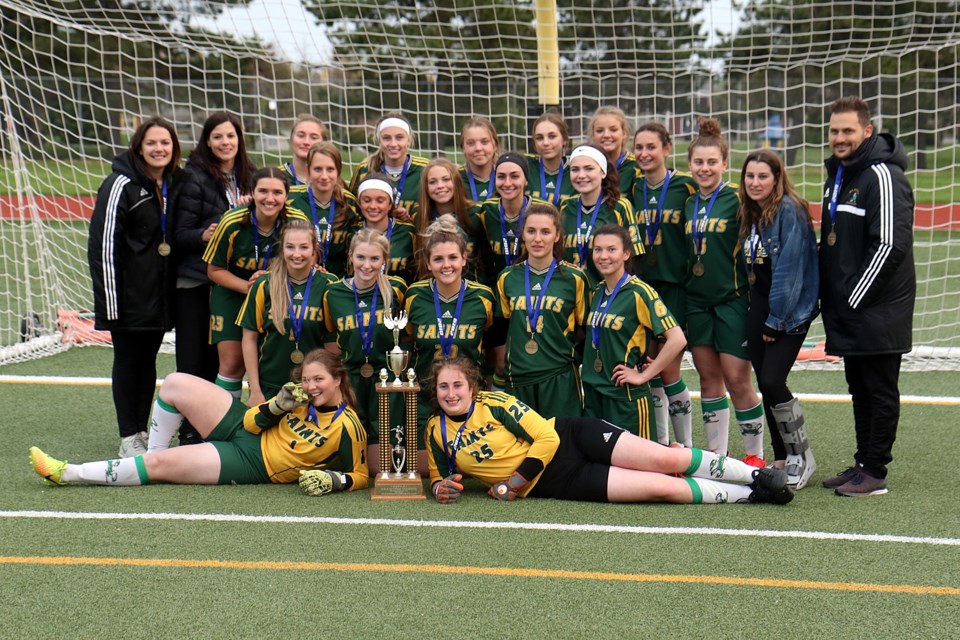 The Saint Patrick Saints downed St. Ignatius 3-0 on Thursday, May 19, 2019 at Fort William Stadium to capture a second straight high school girls soccer championship. (Leith Dunick, tbnewswatch.com)