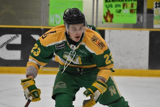 Game photo of Thunder Bay North Stars forward EJ Paddington