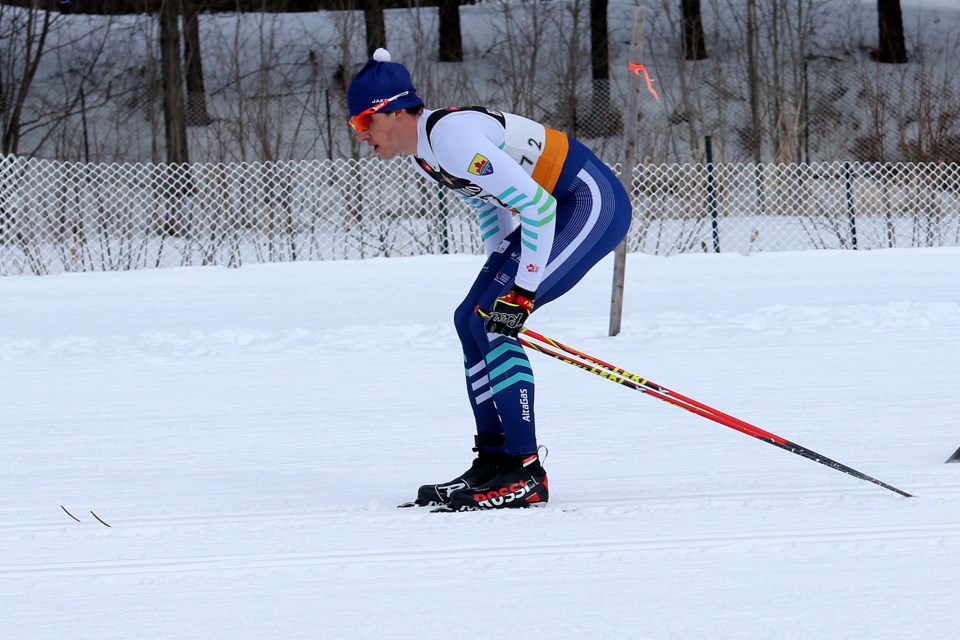 Evan Palmer-Charrette of Thunder Bay took gold in the 50-kilometre classic race at Ski Nationals at Lappe Nordic Ski Centre on Saturday, March 17, 2018. (Leith Dunick, tbnewswatch.com)